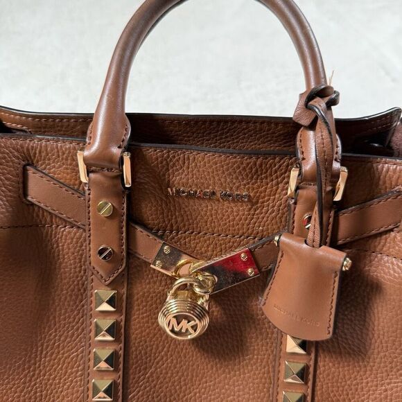 Michael Kors Nouveau Hamilton Small Studded Leather Satchel Purse - Picture 2 of 11